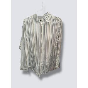 ❤️Murano Striped Button Down Shirt L 100% Cotton Made in Hong Kong